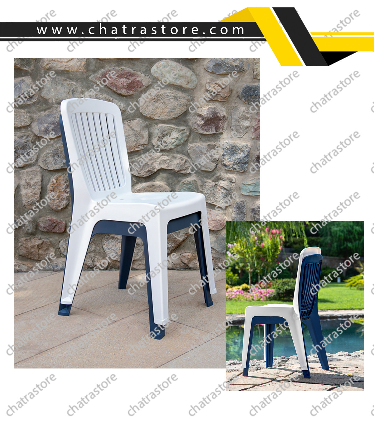 صندلی پلاستیکی پولاد - مدل مونیکا نرده ای