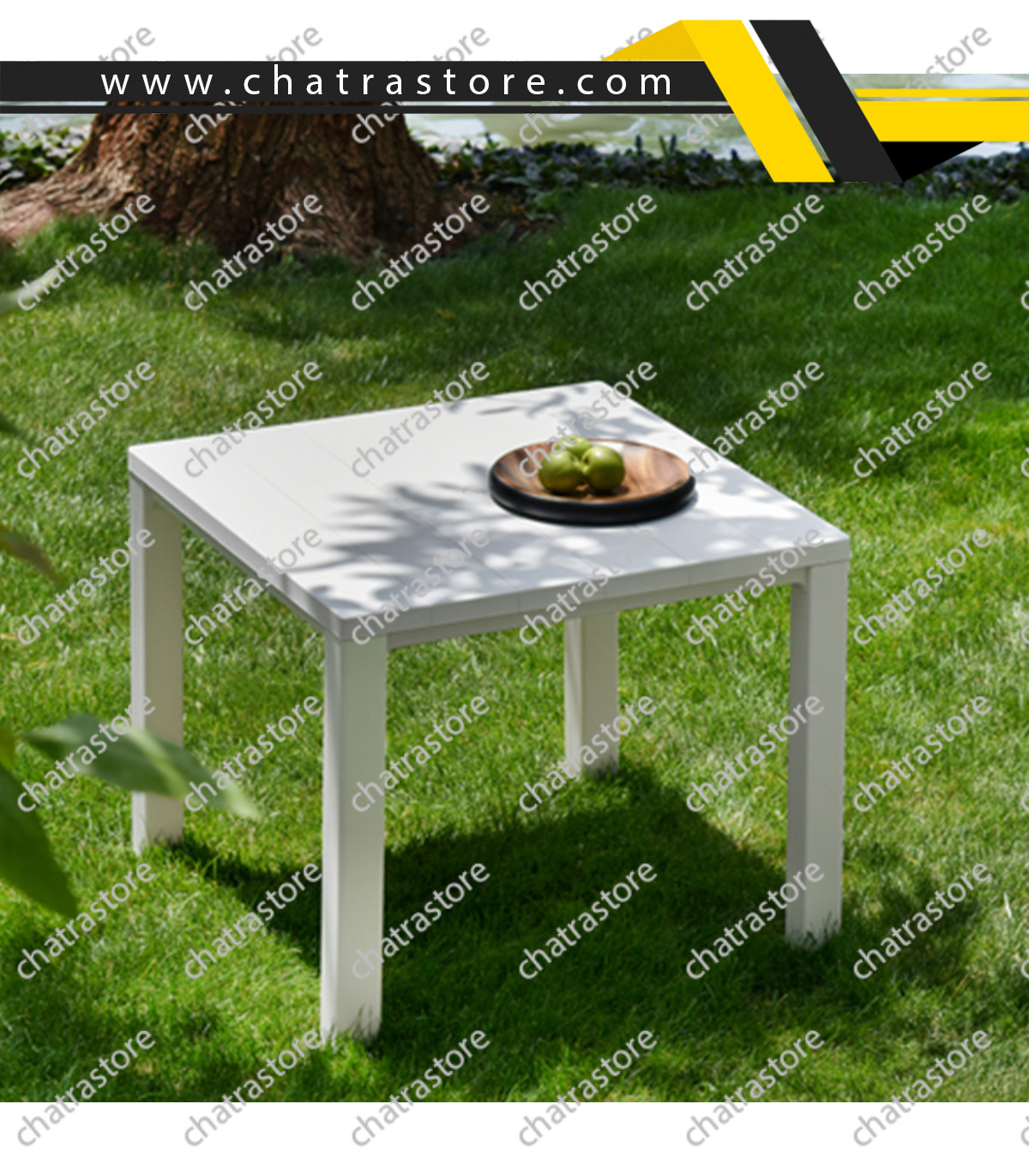 میز مربع پلیمری پولاد مدل جاسمین 4 نفره