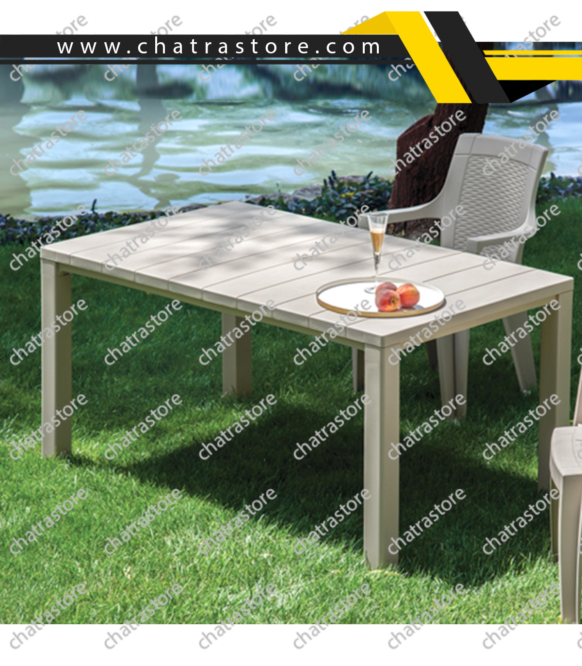 میز مستطیل پلیمری پولاد مدل جاسمین 6 نفره