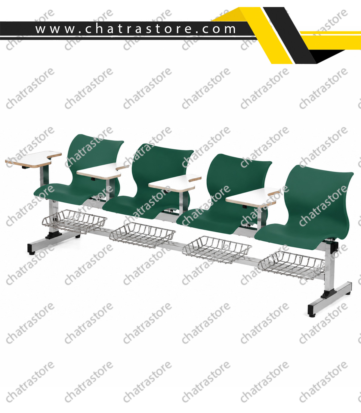 صندلی آموزشی H&D -چهار نفره مدل آفیس با جاکتابی