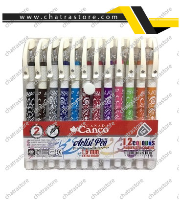 خودکار آرتیست برند canco پک 12 رنگ نوک 1.6