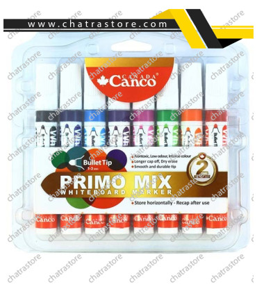 ماژیک وایت برد canco مدل پریمو میکس گرد (8 رنگ) - بسته 12 عددی