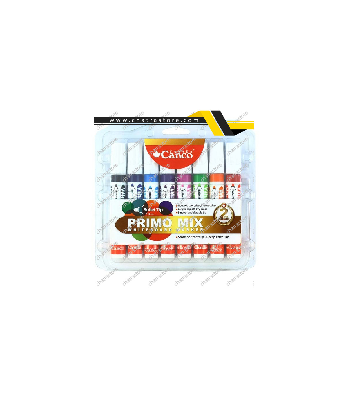 ماژیک وایت برد canco مدل پریمو میکس گرد (8 رنگ) - بسته 12 عددی
