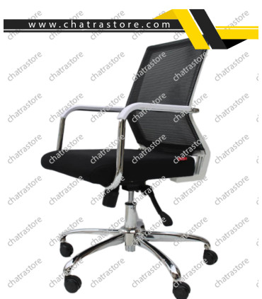 صندلی کارمندی دارای فریم پلاستیکی سفید رنگ