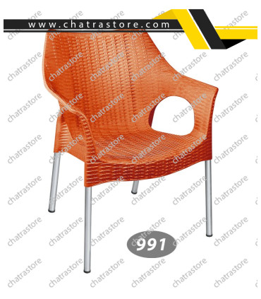 صندلی پایه فلزی دسته دار حصیر بافت ناصر کد 991