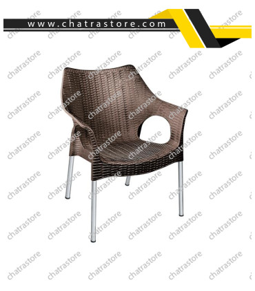 صندلی پایه فلزی دسته دار حصیر بافت ناصر کد 991