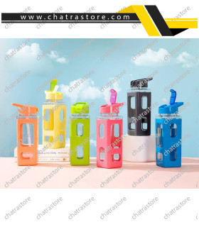 بطری کاور دار مربع نی دار سیلیکونی