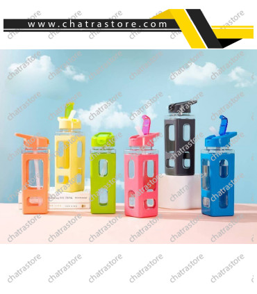 بطری کاور دار مربع نی دار سیلیکونی