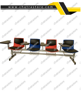 صندلی دسته دار تحصیلی چهار نفره H&M پروفیلی صدفی با سبد و قید رابط