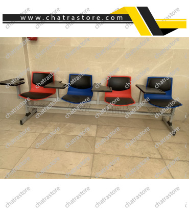 صندلی دسته دار تحصیلی چهار نفره H&M پروفیلی صدفی با سبد و قید رابط