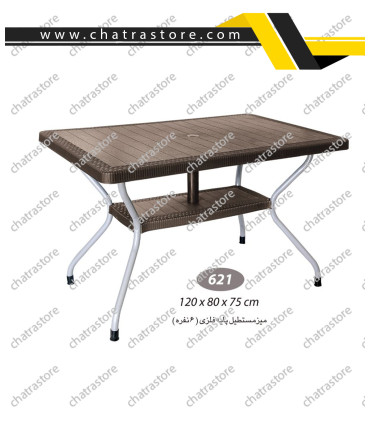 میز مستطیل حصیر بافت پایه فلزی ناصر کد621(بسته3تایی)