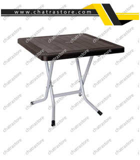 میز مربع حصیرباف تاشو پایه فلزی ناصر کد 223(بسته 3عددی)