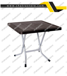 میز مربع حصیرباف تاشو پایه فلزی ناصر کد 523(بسته3 عددی)