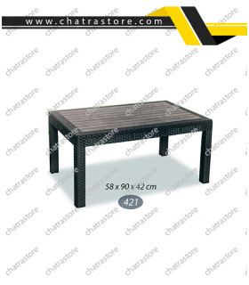 میز جلو مبلی پلاستیکی مستطیل حصیربافت برند ناصر پلاستیک کد 421
