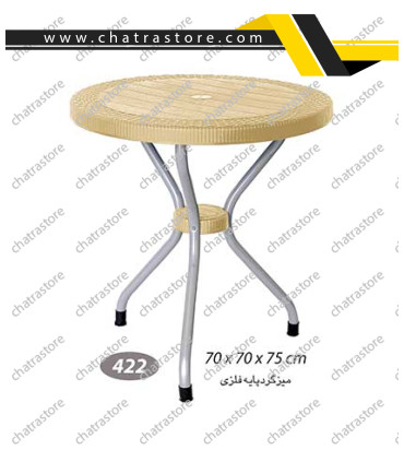 میز گرد حصیربافت پایه فلزی ناصر کد422(بسته 3عددی)