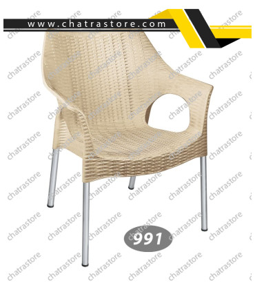 صندلی پایه فلزی دسته دار حصیر بافت ناصر کد 991