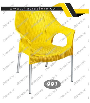 صندلی پایه فلزی دسته دار حصیر بافت ناصر کد 991(بسته6 عددی)