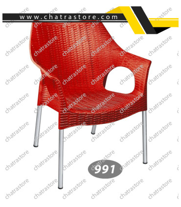 صندلی پایه فلزی دسته دار حصیر بافت ناصر کد 991(بسته6 عددی)
