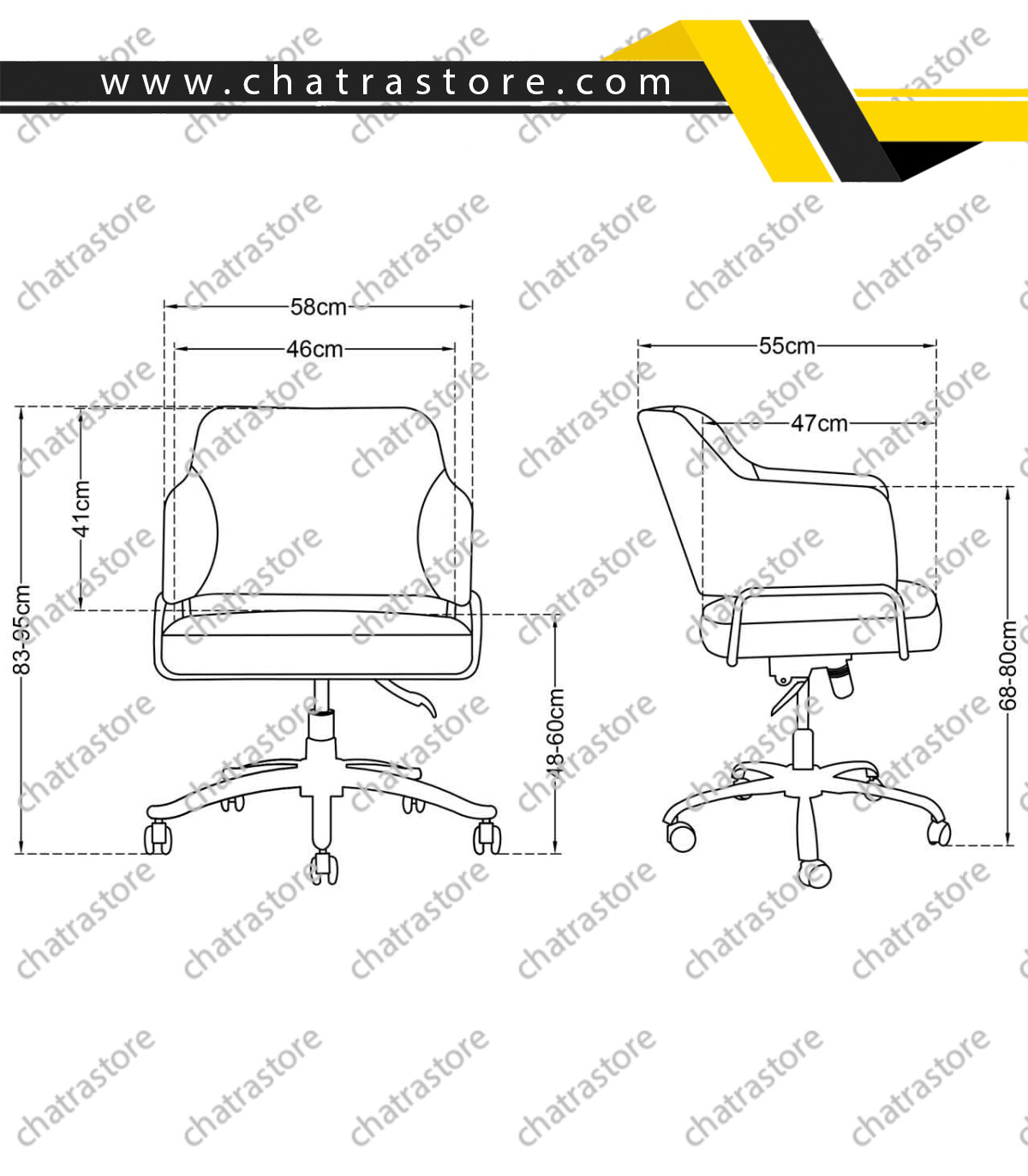 ابعاد صندلی اداری